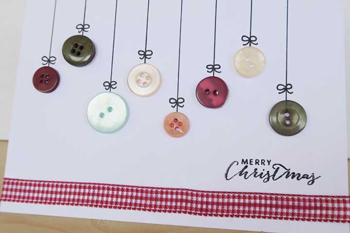 Homemade Christmas card design using assorted colour buttons