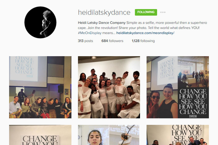 Screencap of the Instagram page of the Heidi Latsky Dance company