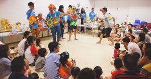 Kids having fun at the 2016 Father's Day celebration at Kindle Garden, organised in collaboration with Superhero Me